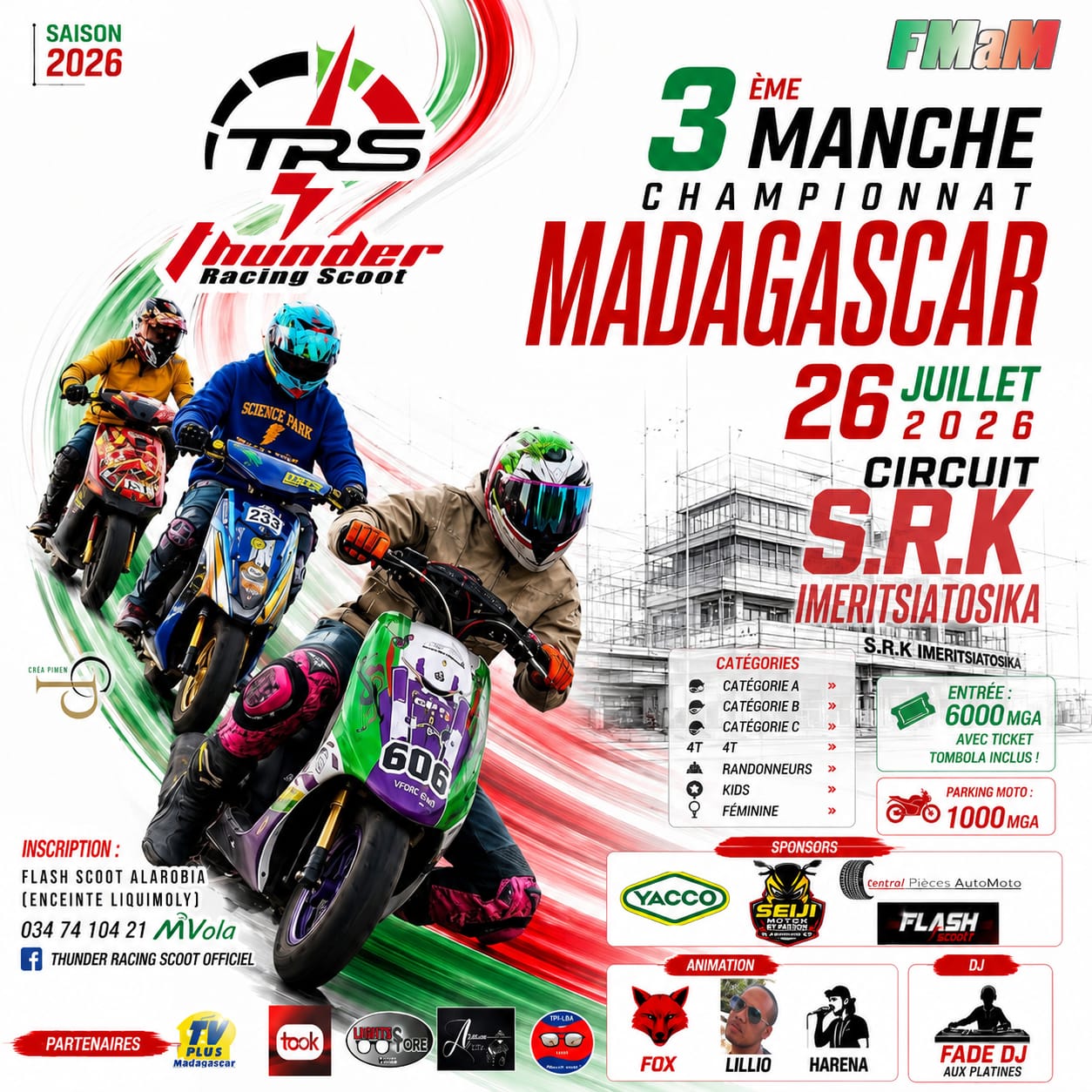 Droit d'organisation 3ème manche championnat de Madagascar scooter  (réservé aux organisateurs)